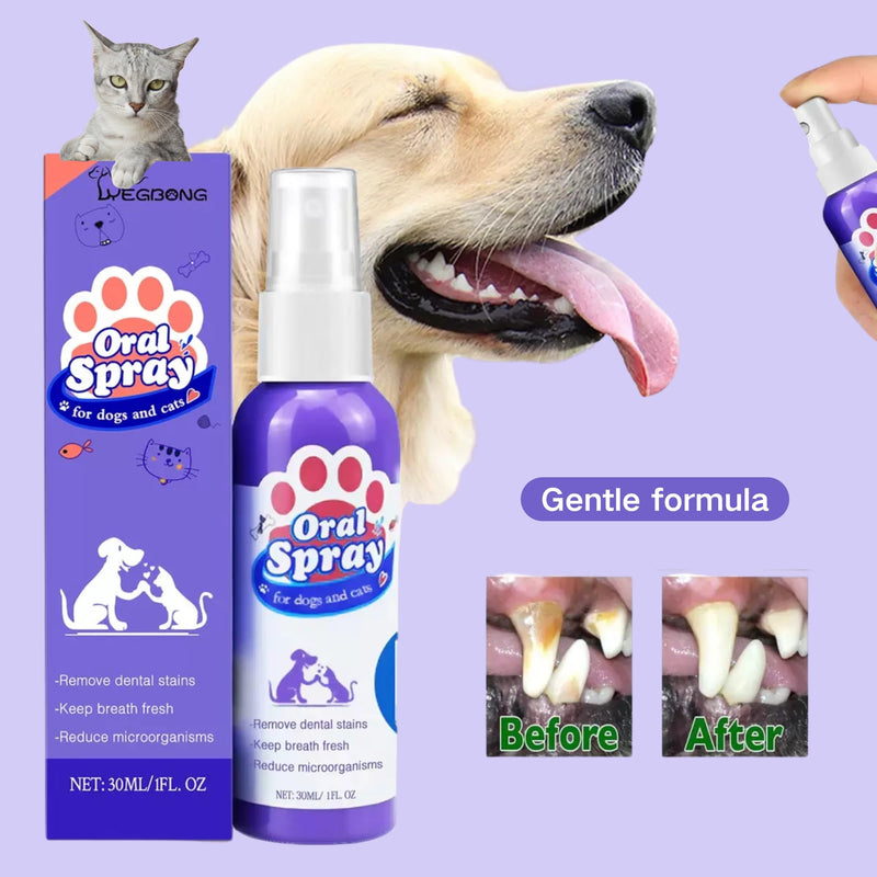 2Pcs Dental Care Spray for Dogs and Cats, Eliminate Bad Breath, Minimize Tartar and Plaque Buildup, Supports Gums Oral Health, Dental Spray with Probiotics, Fresh Breath, No Brushing(100ml)