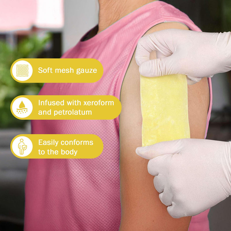 Xeroform Petrolatum Dressing 4x4-25 Sterile Petroleum Gauze Dressings - Mesh Occlusive Gauze Strip for Wound Care - Individually Wrapped, Absorbent, Non Adherent, and Latex Free - BeesActive Australia