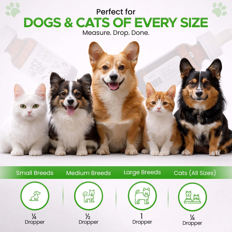 Hemp Oil for Dogs and Cats – Pet Hemp Oil with Omega 3 & 6, Fish Oil & Vitamin E – Supports Skin & Coat, Mobility & Overall Wellness – Hemp Seed Oil for Dogs & Cats – Made in USA Pack of 1