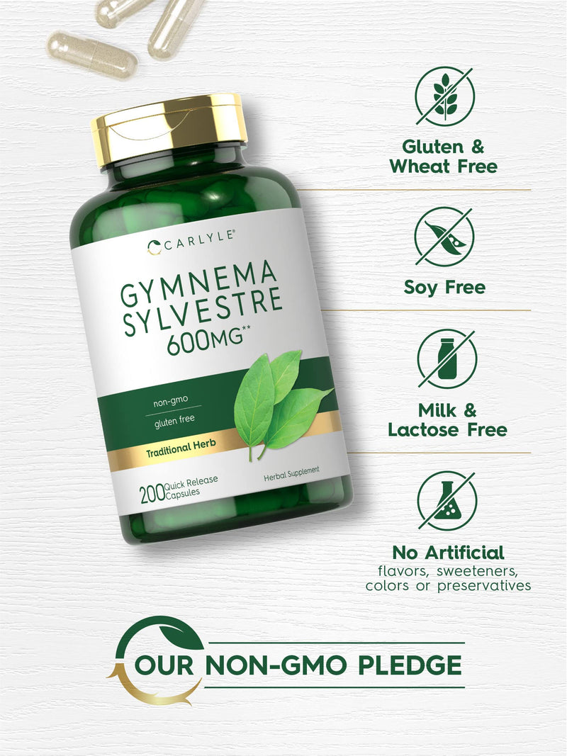 Carlyle Gymnema Sylvestre Capsules | 600mg | 200 Count | Non-GMO and Gluten Free Supplement - BeesActive Australia