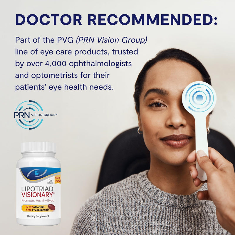 Lipotriad Visionary Eye Vitamins, 90 Capsules, 90-Day Supply | Lutein and Zeaxanthin Supplements with Other AREDS2 Ingredients for Age-Related Vision Support