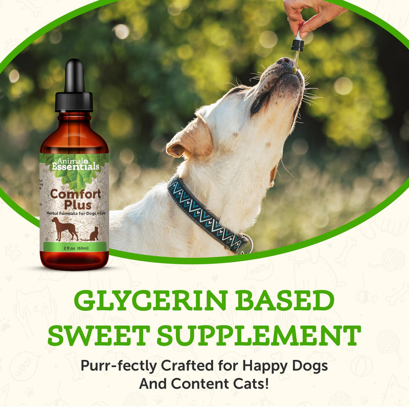 Animal Essentials Comfort Plus for Dogs & Cats - Calming Liquid, Pet Calming Drops, Herbal Formula, California Poppy, Skullcap - 2 Fl Oz - PawsPlanet Australia