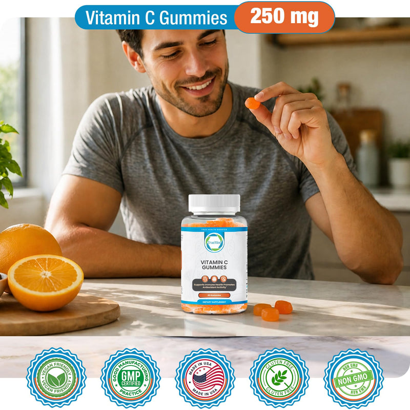 Chewable Vitamin C Gummies for Adults, Supports Immune Health - 60 Count | Vitamin C Chewable 250mg, Probiotics for Daily Immune Support, Antioxidant Activity Support, Non-GMO, GMP Certified, USA Made