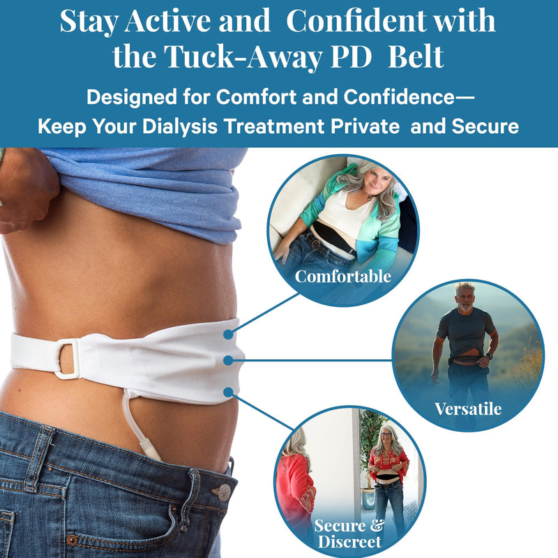 Stickman Original Tuck-Away PD Dialysis Belt (M BG 32-42") - Adjustable, Comfortable Peritoneal Dialysis Clothing for Discreet Tubing Concealment - Easy Access Catheter Support Beige Medium (Pack of 1)