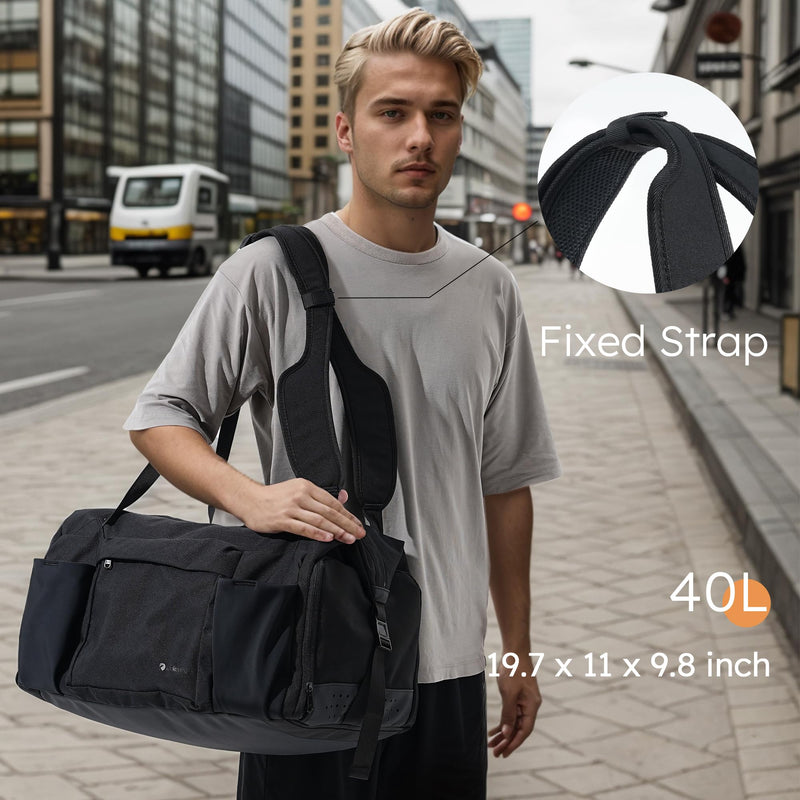 Gym Bag for Men with Shoes Compartment and Wet Pocket Convertible Duffle Bag and Gym Backpack Waterproof Sports Bags for Men with 2 Bottle Holders Multipurpose Weekender Overnight Bag -Black Black Large - BeesActive Australia