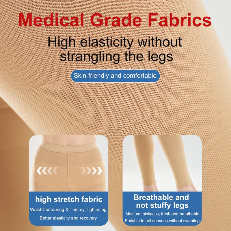 Compression Pantyhose for Women & Men, 15-20mmHg Medical Grade Compression Tights, Compression Thigh Highs for Women, High Waisted Support Leggs Pantyhose for Varicose Veins Circulation M SKIN