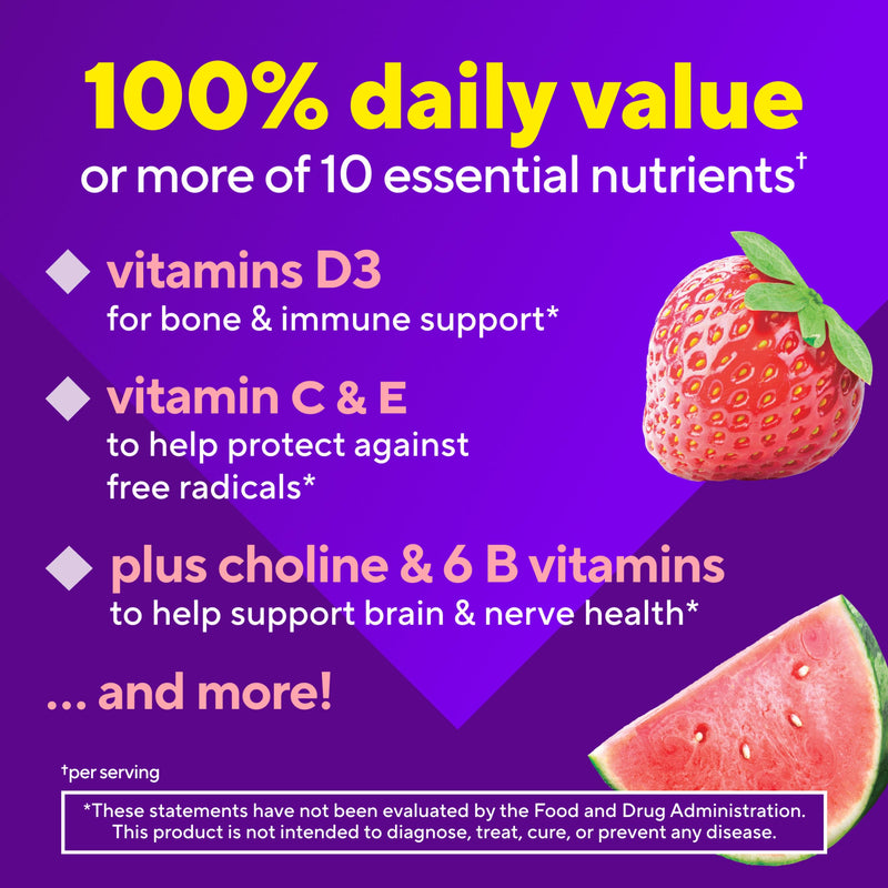 Vitafusion Power Plus Women’s Multivitamin Gummies,100% Daily Value or More of 10Nutrients,HelpsSupport Nerve,Energy Metabolism,Bone & Immune Health,Strawberry & Watermelon Flavor,90 Count (Pack of 2) 90 Count (Pack of 2) Power+ Women's Multivitamins
