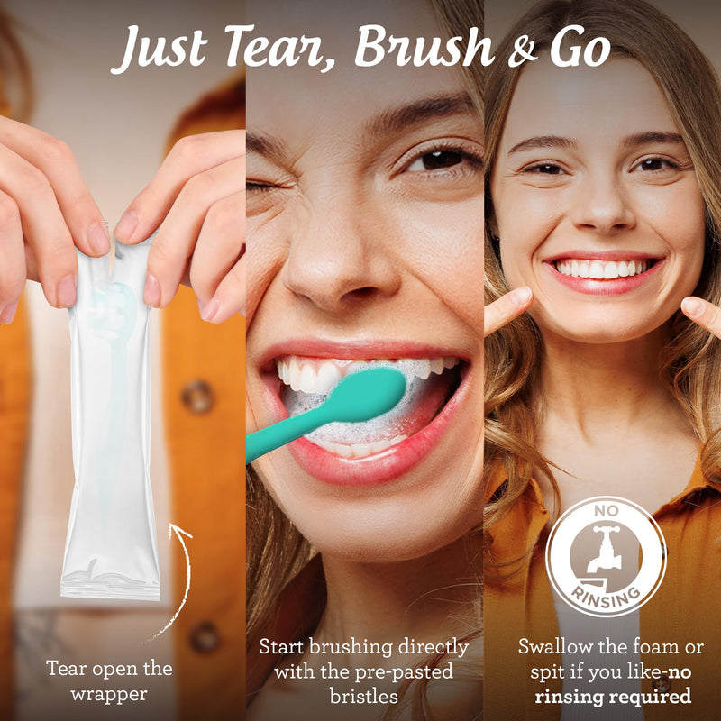 GuruNanda Ready-to-Go Disposable Mini Travel Toothbrushes - Butter on Gums Softex Bristles, Pre-Pasted Toothbrush & Toothpick - Fluoride-Free, No Rinsing Needed, 70 Ct 70 Count (Pack of 1) - BeesActive Australia