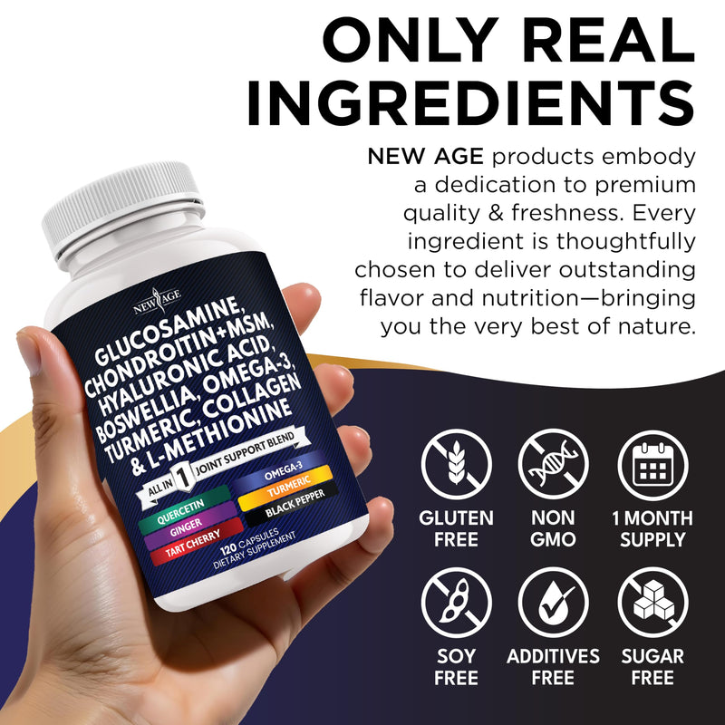 Glucosamine Chondroitin, MSM, Turmeric Curcumin, Collagen, Hyaluronic Acid, Omega 3 ‚Äì Health Supplement for Men & Women ‚Äì 240 Count 120 Count (Pack of 2)