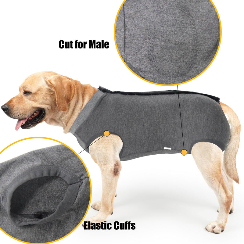 Dotoner Hospital Suit for Dogs and Cats, Wound Protection for Puppy, Medical Clothing, Post Surgery, Replacement Collar and Cone (XXL, Grey) XXL - BeesActive Australia