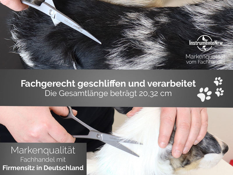Solingen fur scissors Dog scissors Made in Germany Curved hair scissors with one-sided micro-serration made of stainless steel Dog hair scissors for grooming dogs, cats, pets (8 inches) 8 inches - BeesActive Australia