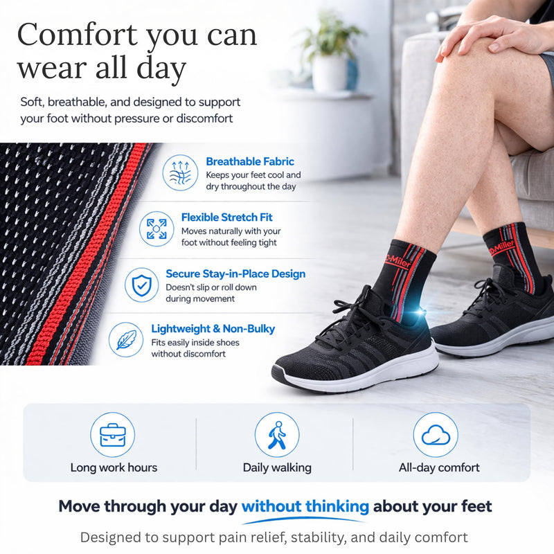 Doc Miller Plantar Fasciitis Compression Socks (Toeless Sleeve), 20–30 mmHg Foot & Ankle Compression Sleeve with Ankle Brace Support for Heel & Arch Pain, Arthritis, Tendonitis & Swelling (1 Pair) Blue X-Large - BeesActive Australia