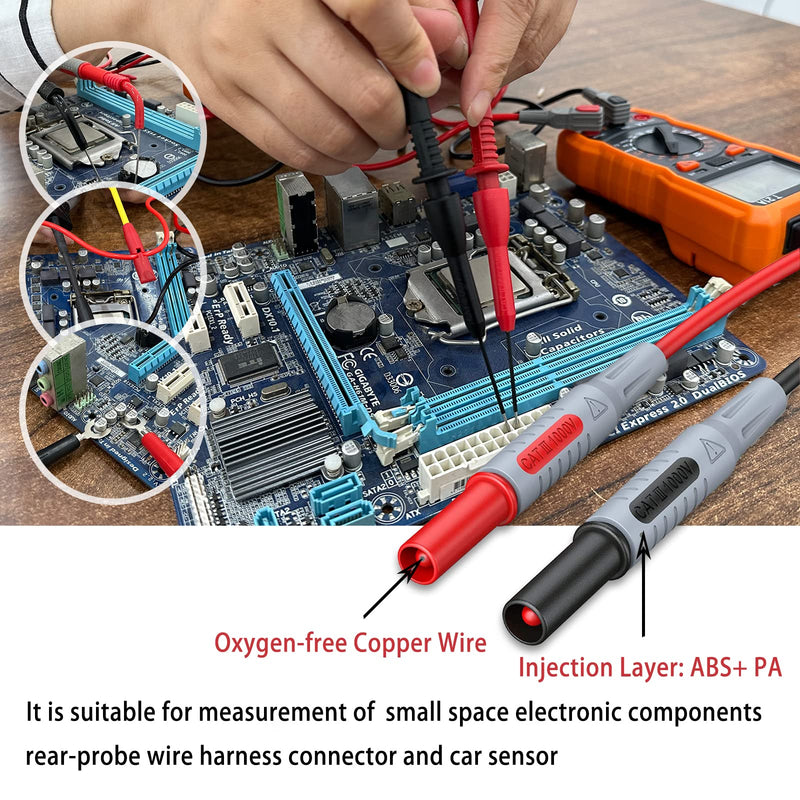 24 Pcs Multimeter Test Leads Set with Alligator Clips, Insulation Piercing Test Clip and Test Probes 1000V 10A CAT III for Fluke, KAIWEETS, INNOVA Multimeter, Voltmeter, Clamp Meter 24