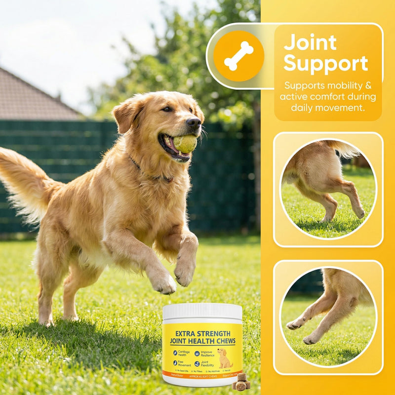 Extra Strength Joint Health Chews, Dog Hip and Joint Supplement, Contains MSM & Collagen Peptides, Promotes Joint Lubrication, Comprehensive Joint Care, 60 Chews (1) 1