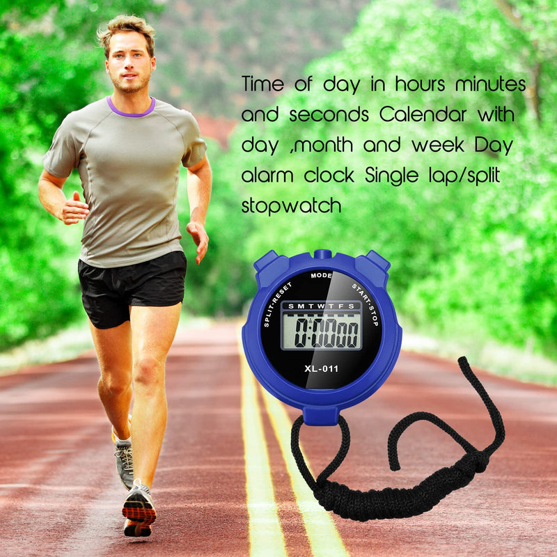 TOODOO 12 Pack Multi Function Digital Stopwatch Timer Bulk Sports Stopwatch with Lanyard Plastic Display Waterproof Date Time Alarm Timer for Coaches Fitness Referees Black Blue Red Orange - BeesActive Australia
