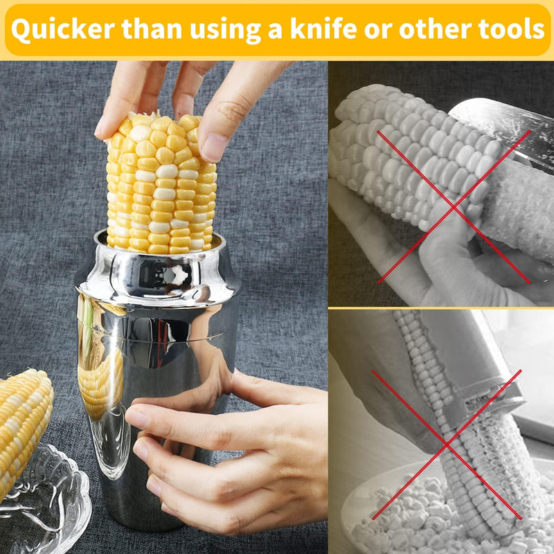 Newness Corn Stripper Peeler & Cutter with Cup, 304 Stainless Steel Cob Thresher, Off-Cob Kernel Remover & Slicer with Serrated Blade for Home & Kitchen - BeesActive Australia