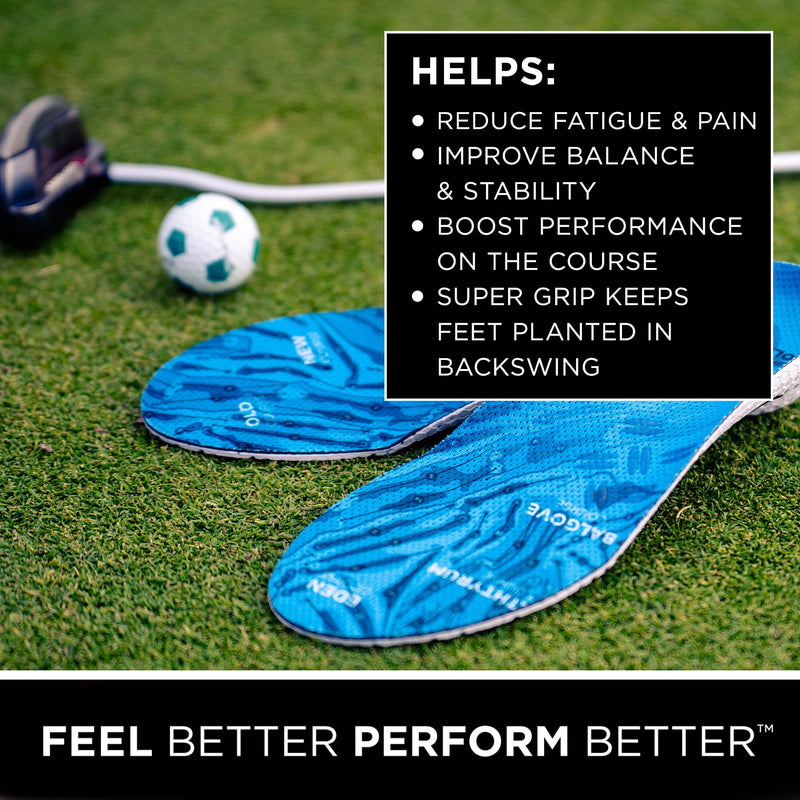 CURREX GolfPro Insoles for Golf Shoes – Arch Support Inserts to Improve Balance, Stability, Comfort & Performance, Help with Foot & Heel Pain Relief – for Men & Women – High Arch, XL XL (Mens 11-12.5 / Womens 12.5-14) High Arch - Blue - BeesActive Australia