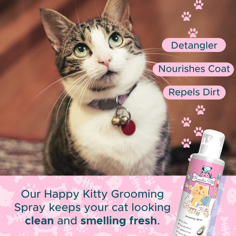 Professional Pet Grooming Spray for Kittens and Cats | All-Natural Scented Moisturizing Cat Detangler Spray | Kitten Conditioner Coat Shine Spray | Cat Grooming Supplies Happy Kitten - BeesActive Australia