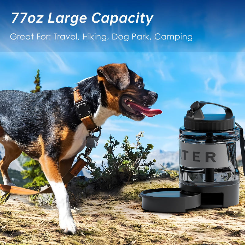 Dog Water Dispenser,77oz Dog Travel Water Bottle, Portable Large Dog Water Bowl Dispenser with Pull-Out Water Bowl for Walking Hiking Camping,Pet Water for Outdoor,BPA Free -BLACK Large Capacity - BeesActive Australia