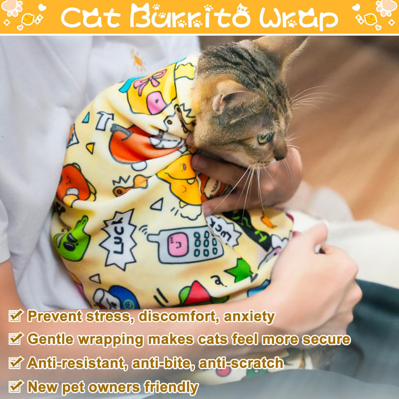 AIERSA Cat Wrap for Cutting Nails and Grooming, Cat Restraint Wrap for Nail Clipping, Self-Adhesive Fabric Cat Swaddle Burrito Wrap for Nail Trimming, Cat Grooming Supplies - BeesActive Australia