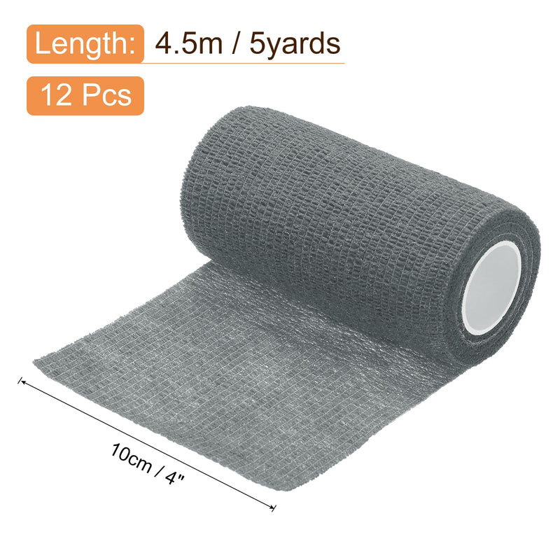 MECCANIXITY Elastic Cohesive Bandage Wrap Breathable Self Adhesive Athletic Tape Roll Black for Sports Wrist Ankle Support Gray 4 Inch x 5 Yards - BeesActive Australia