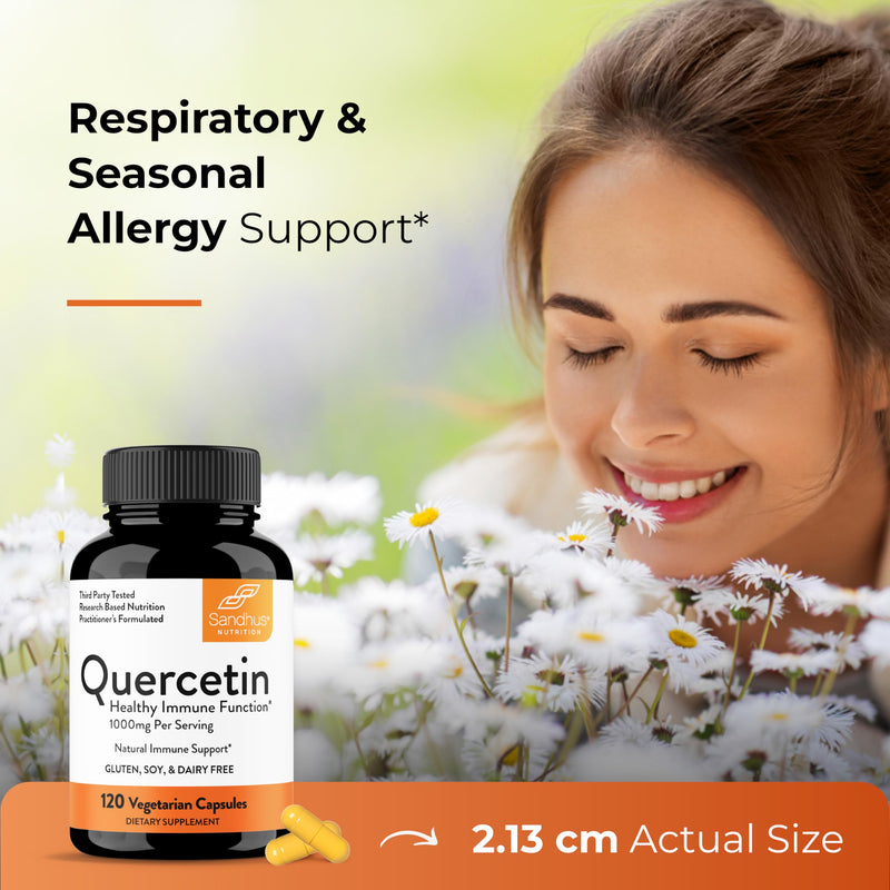 Sandhu's Quercetin 500mg Capsules 1000mg Per Serving 240 Ct Vegetarian | Immune Support Quercitin Supplements Gluten-Free Antioxidant For Circulatory Health 120 Servings By Sandhu's 120 Count (Pack of 2)