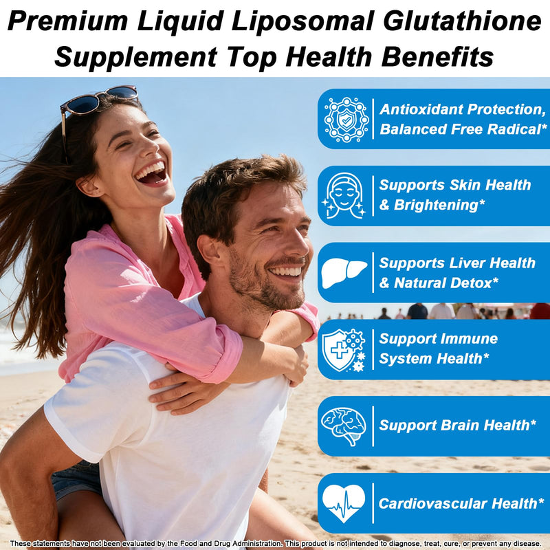 Liposomal Glutathione 1000mg, Fast Absorption Glutathione Supplement Liquid | with Aloe Vera Oil Vitamin C & Hyaluronic Acid for Detox, Skin Whitening & Antioxidant Support, Powder & Capsules Alternative