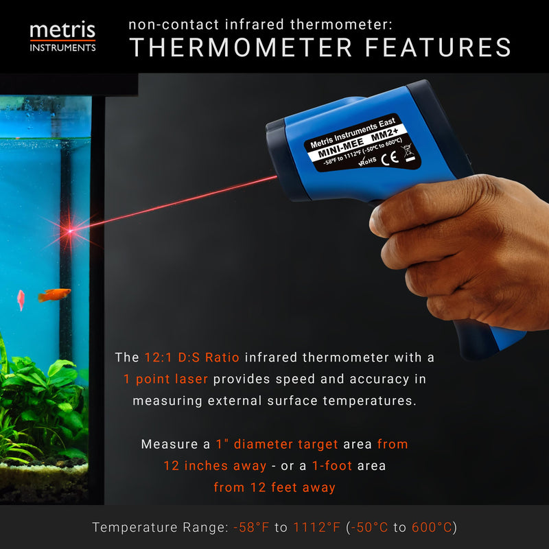 Metris Digital Infrared Thermometer for Aquarium Fish Tank, Reptile, Snake, Terrarium Accessories, Automotive, Laser Temperature Gun with 1-Point Aiming, MMM-2 - BeesActive Australia