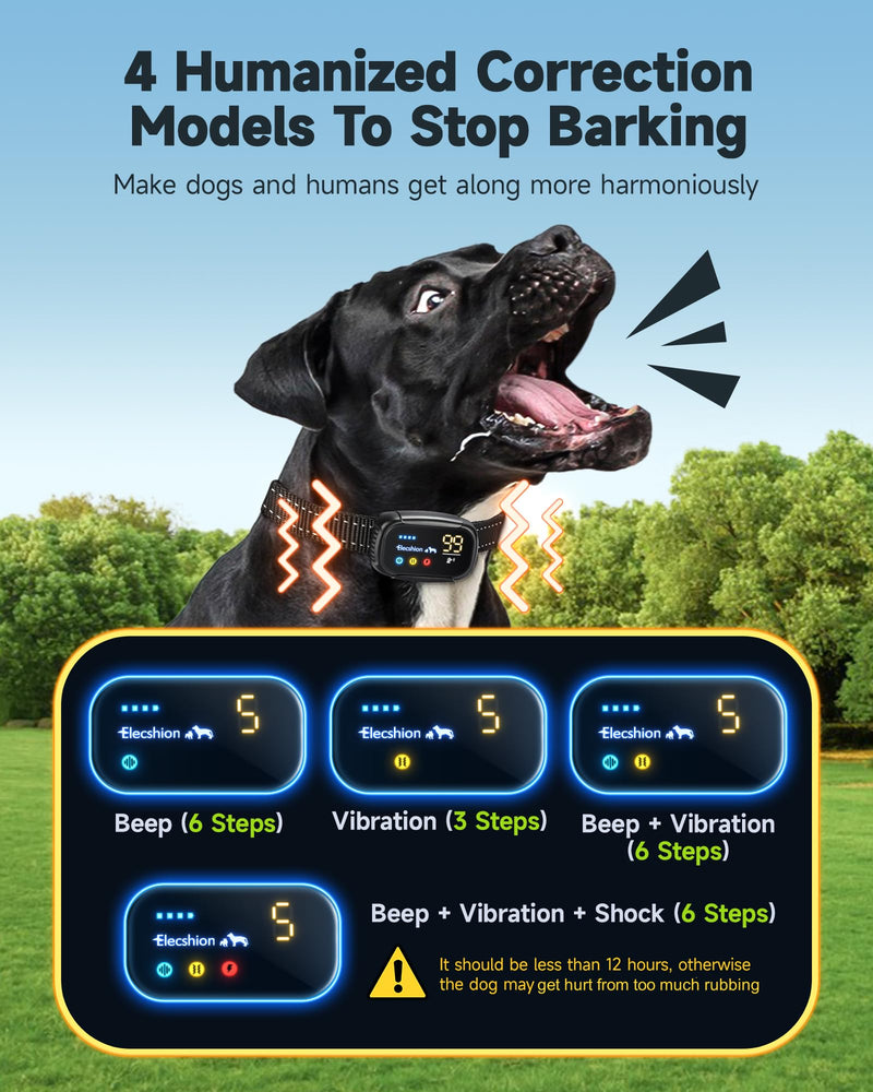 Bark Collar 2 Pack, Update Barking Count Dog Shock Collar for Large Medium Small Dogs 10-150lbs, Rechargeable Anti Barking Training Silencer,5 Adjustable Sensitivity, IP67 Waterproof - BeesActive Australia