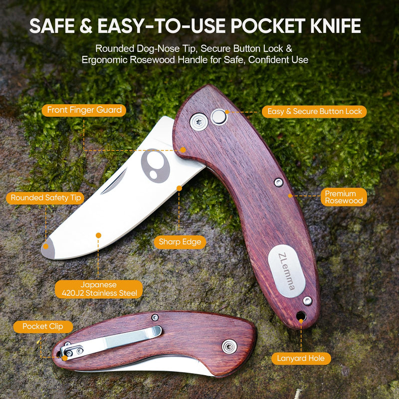 Kids Pocket Knife with Camping Survival Kit, Whistle, Fire Starter, Compass, Carabiners and Carrying Case, Easy Close Safety Lock on Knife. Outdoor Exploration Set for Kids - BeesActive Australia