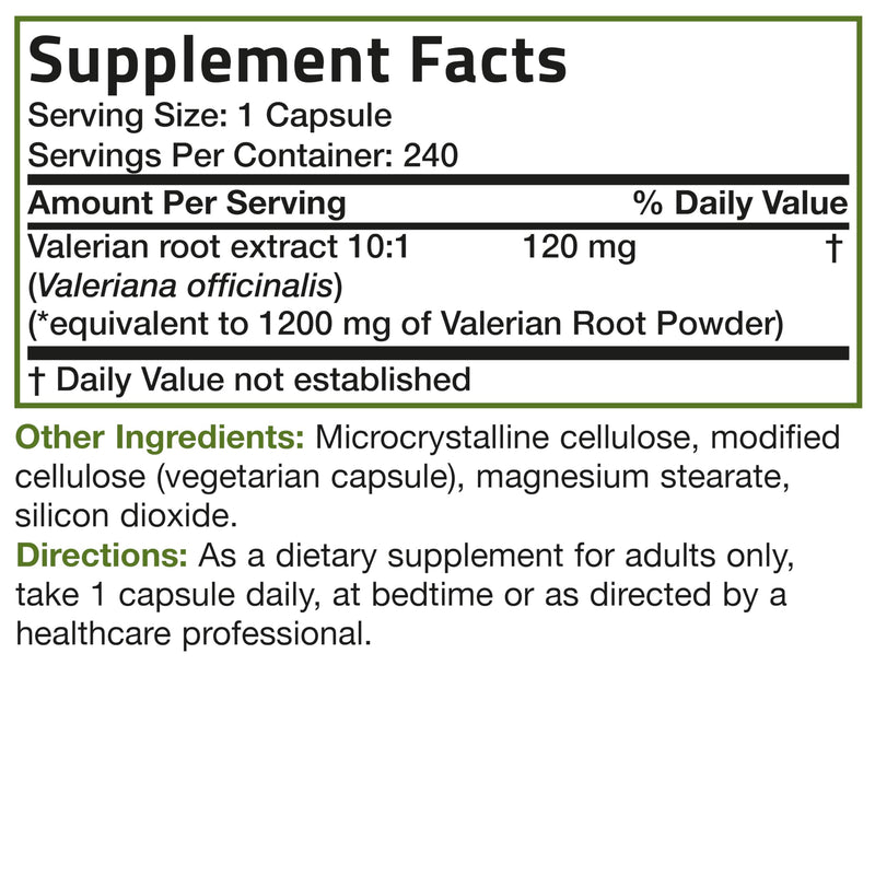Bronson Valerian Root Capsules - Valerian Officinalis - Promotes Relaxation - Non-GMO, Soy-Free Gluten-Free, 240 Vegetarian Capsules Unflavored 240 Count (Pack of 1) - BeesActive Australia