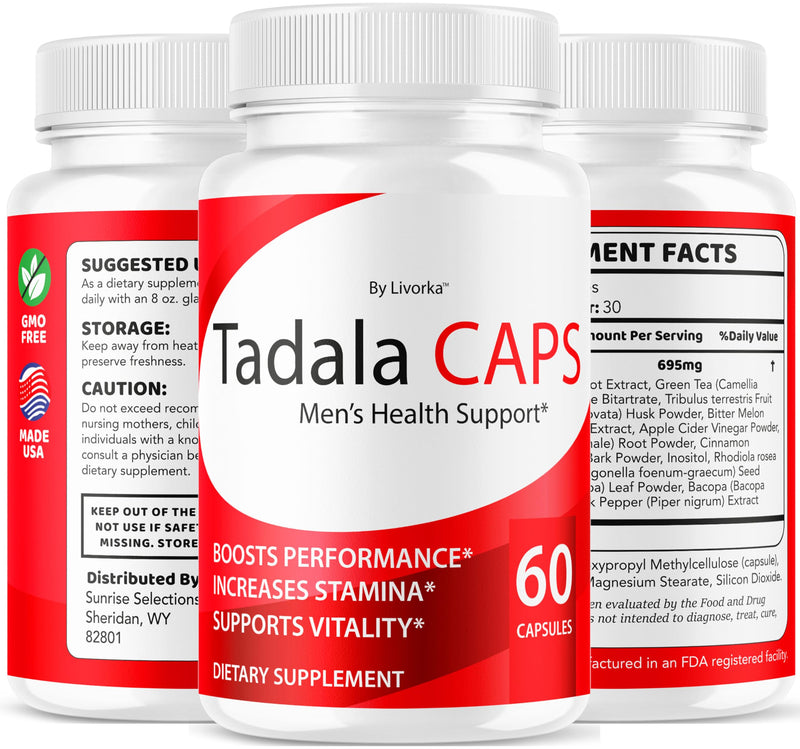 TadalaCaps Health Support, Original Tadala Caps Pills Formula All Natural Premium Advanced Formula, TadalaCapsules - Maximum Strength, Daily Nutrition Multivitamin, 60 Capsules for 1 Month