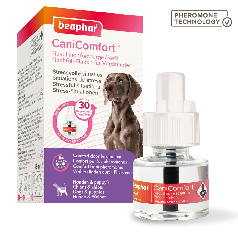 Beaphar | CaniComfort Calming Diffuser Refill | Reduces Separation Anxiety & Stress in Dogs | Helps Ease Fear of Fireworks | Covers 70m² Area | Lasts Up To 30 Days 48Ml