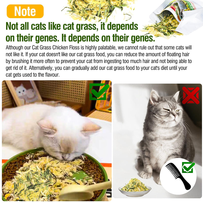 Freeze Drying Cat Grass Treats with Chicken & Egg Yolk - Natural Hairball Relief Snacks for Indoor Cats & Kittens, Healthy Digestive Support, 2.3 oz