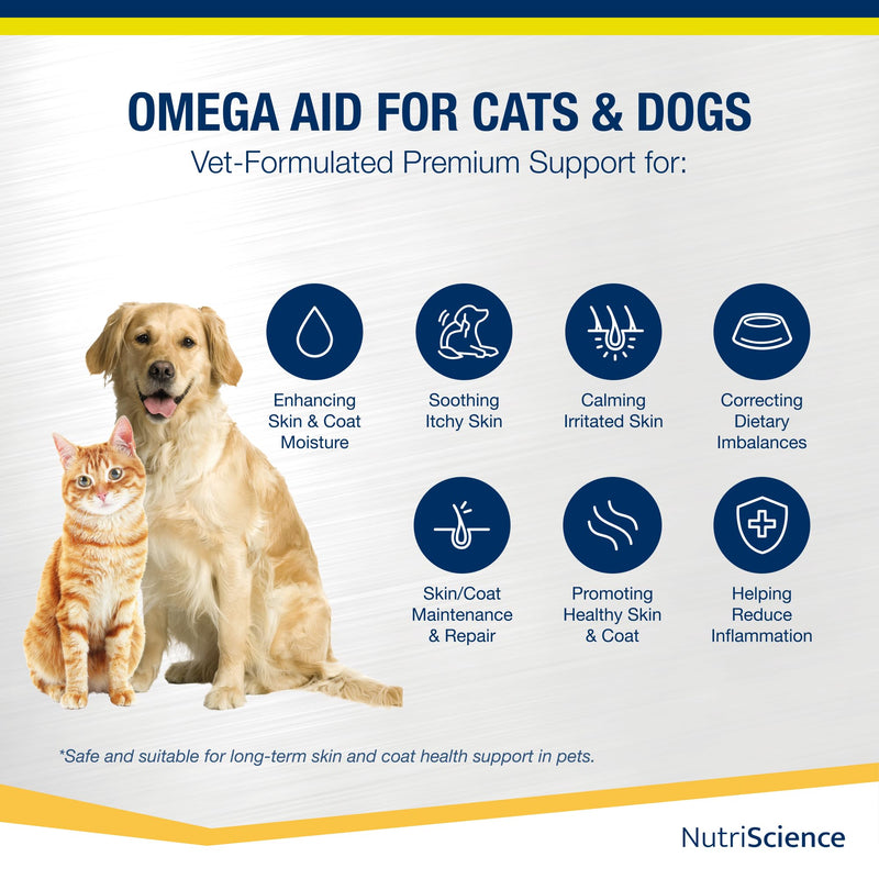 OmegaAid Omega 3 Supplement 500 ml, for Dogs and Cats, Skin and Coat Supplement