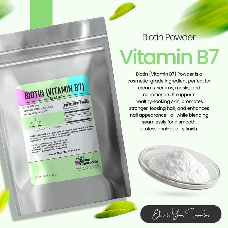 Biotin (Vitamin B7) Powder Vitamin B7 Powder for Hair, Skin, and Nail Health, Biotin Vitamin Non-GMO, Gluten-Free (4 Ounce / 113 Grams) 4 Ounce (Pack of 1)