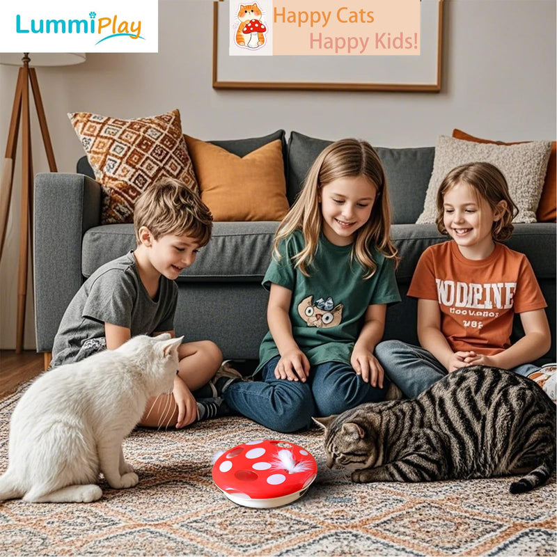 Whack-a-Mole Interactive Feather cat Toy Cute Mushroom Shape,Smart cat Toy for Indoor Bored Cats/Kittens, Automatic cat Toys Rechargeable, Stimulate Hunting Instinct, Weight Control - BeesActive Australia