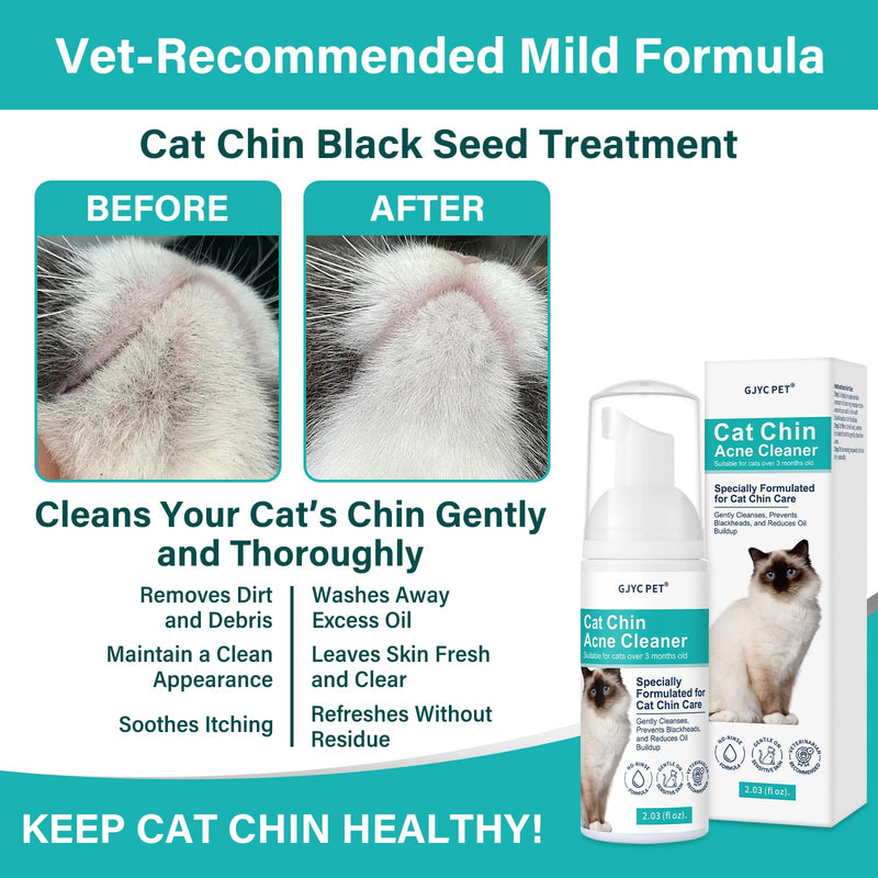 Cat Chin Acne Cleaner - No-Rinse Blackhead & Pimple Solution with Applicator Brush, Mild Formula for Feline, Safe for Sensitive Skin (2 fl. oz) - PawsPlanet Australia