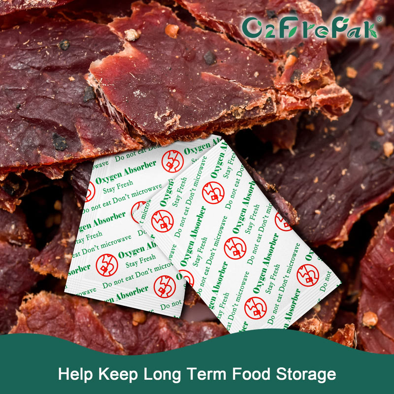 O2frepak 50CC(300-Pack) Food Grade Oxygen Absorbers Packets for Home Made Jerky and Long Term Food Storage,With Oxygen Indicator In Vacuum Bag and 3 times Oxygen Absorption Capacity 50CC(300-Pack)