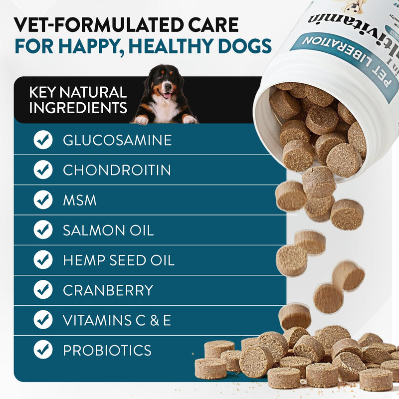 24-in-1 Daily Multivitamin for Dogs – 120 Soft Chews – Hip & Joint Support, Probiotics, Salmon Oil, Cranberry for Urinary Health, Skin & Coat, Immune Support – for All Breeds & Ages