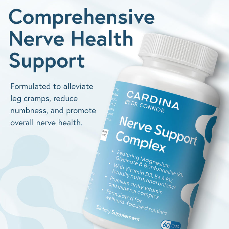 Magnesium Glycinate Supplements with Benfotiamine, Vitamin B6, B12, D3-60 Capsules - Non-GMO Nerve Support Calf, Leg Cramp Pills - Vegan, Gluten Free Magnesium Supplement for Women and Men 60 Count (Pack of 1)