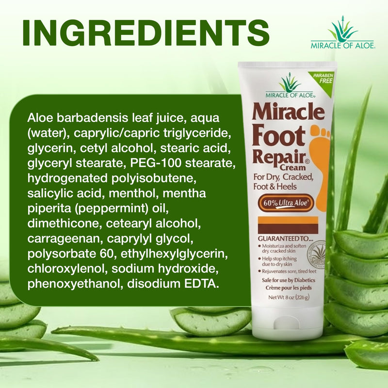 Miracle Foot Repair Cream, 8 oz + 1 oz Miracle Hand Repair, Healing Aloe Vera Lotions for Dry, Cracked Hands and Feet (8 oz Foot Cream + 1 oz Hand Cream) Foot Combo Pack - BeesActive Australia