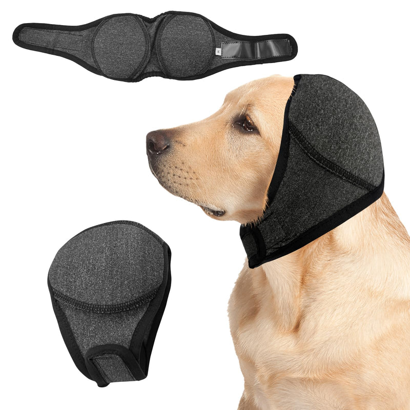 Dog Ear Muffs,no Flap Ear Wraps for Dogs,Dog Ear Covers for Bath,Drying Swim Noise Ear Protection for Dogs for Fireworks Traveling(Grey,L)