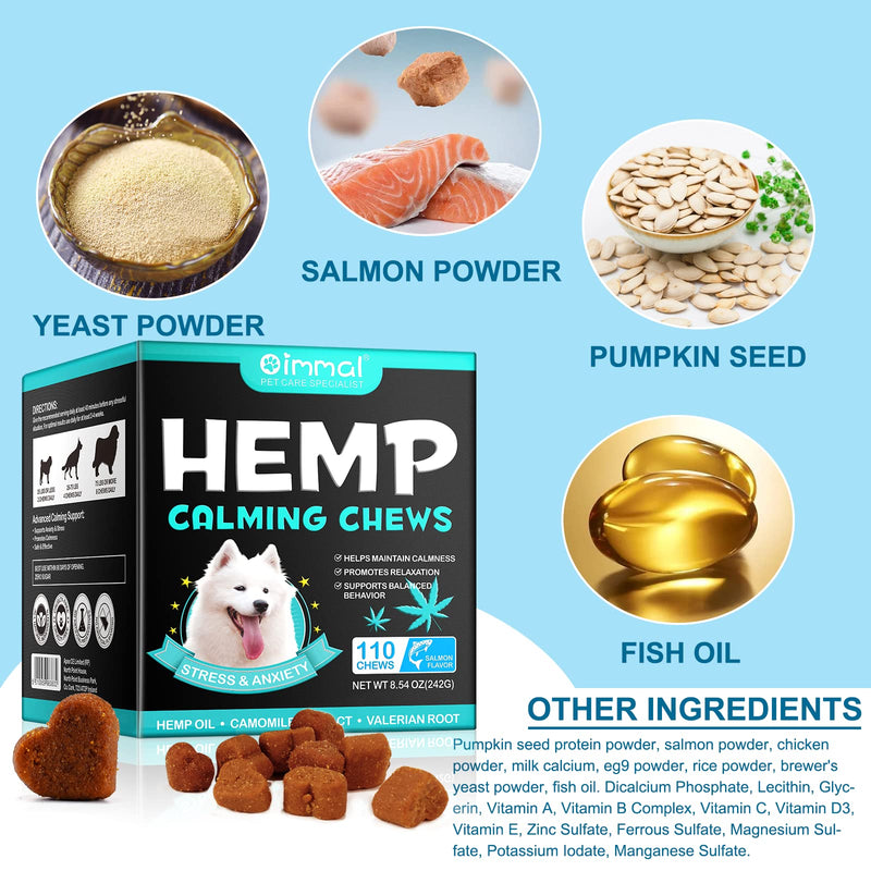 Calming Chews for Dogs,Quiet Moments Dog Calming Treats,Help Promote Relaxation,Dogs Anxiety Stress Relief-Barking,Separation,Thunder,Travel Issues (Salmon, 110counts) Salmon 110 Count (Pack of 1)