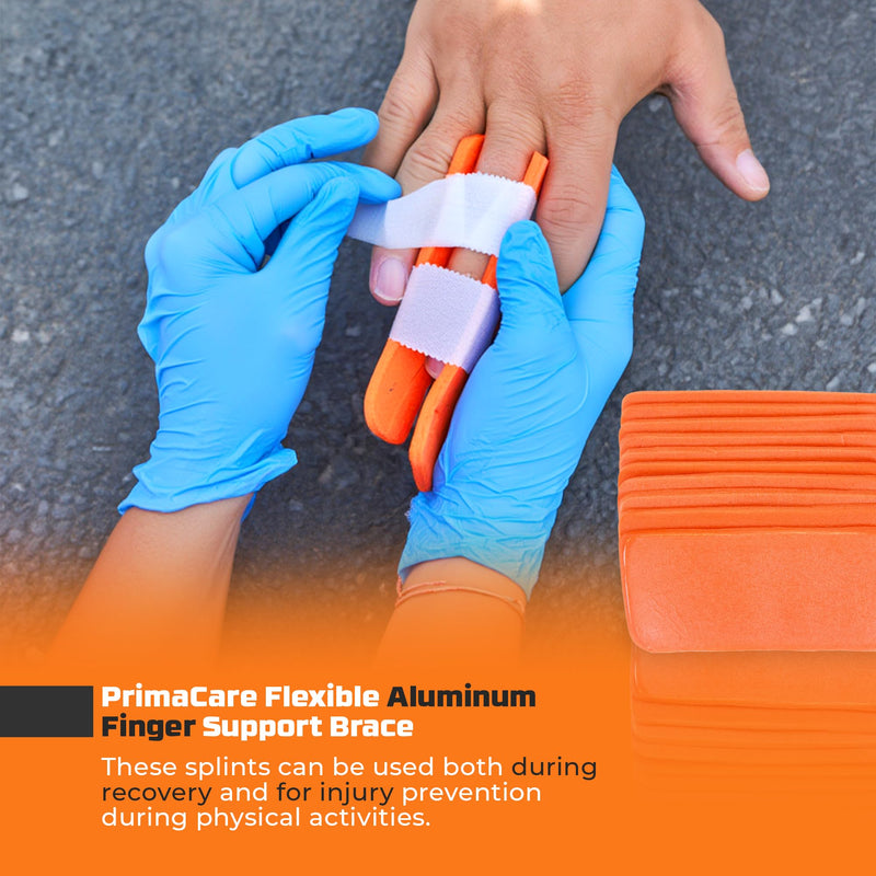 Primacare IS-5202 (Pack of 10) Padded Aluminum Finger Splints, Finger Brace for Pain Relief Sport Injuries, Basketball, Finger Buddy Wraps for Broken, Swollen Fingers or Dislocated Joint, 2", Orange
