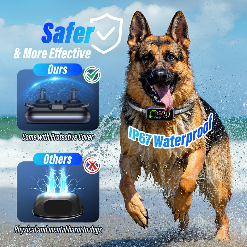 Bark Collar, Dog Bark Collar for Large Medium Small Dogs, Smart Barking Collar, Effective Anti Bark Collars for Dogs, Automatic Bark Collar Adjustable Beep Vibration Modes & 7 Sensitivity Black - BeesActive Australia