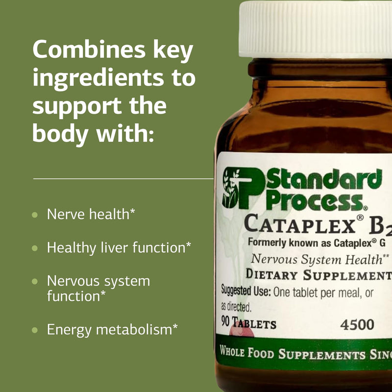 Standard Process Cataplex B2 - Support Nervous System, Brain & Nerve Health - Excellent Source of Vitamin B2 & B6 - Non-Dairy & Non-Soy - 90 Tablets (90 Servings) Unflavored 90 Count (Pack of 1)