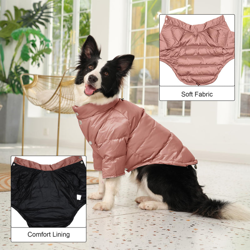 Heavyweight Dog Puffer Coat for Extra Cold Winter,Thicken Warm Insulated Puppy Down Jacket for Small Dogs,OrangePink S OrangePink - BeesActive Australia