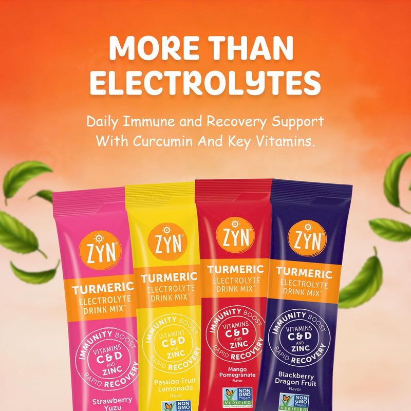 ZYN Turmeric & Electrolyte Packets for Hydration, Variety Pack, 32 Ct Variety Pack 32 32 Count (Pack of 1)