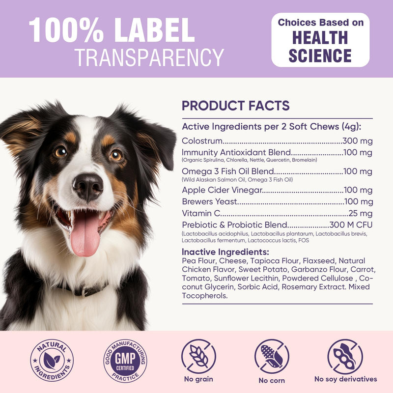 Dog Allergy Chews 200ct - Dog Allergy and Itching Skin Relief Anti Itch Aller Immune Bites for Dogs licking Paws Treatment Relief Itchy Chew Probiotics Vitamins for Skin and Coat Allergies - Chicken 2 g/capsule 200pcs